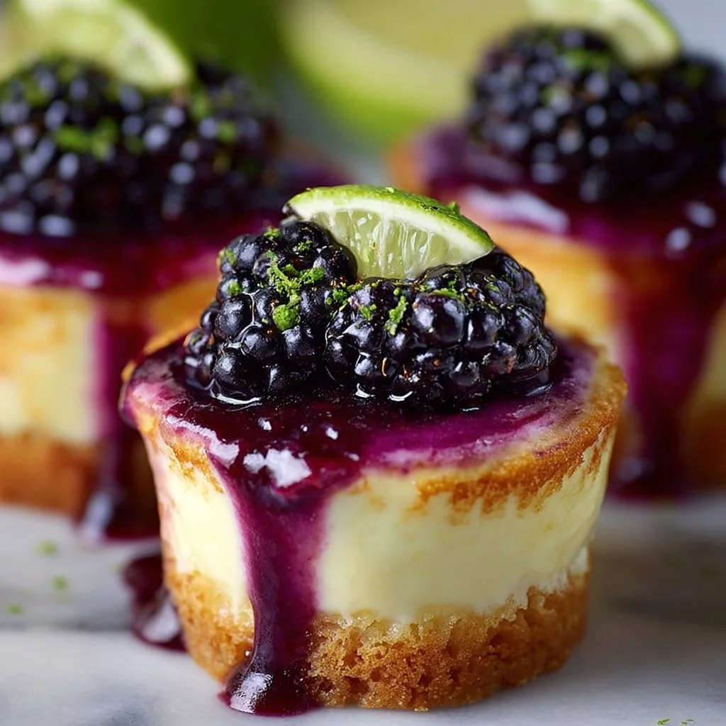 Blackberry Lime Cheesecake Cupcakes with creamy frosting and berry toppings