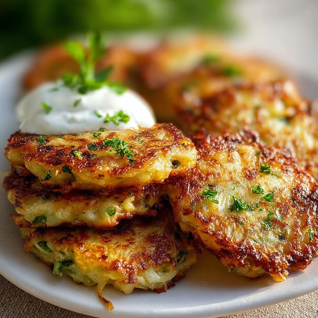Crispy cabbage and onion fritters served on a plate