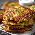 Crispy cabbage fritters served with dipping sauce on a plate