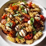 Caprese Pasta Salad with Balsamic Glaze 3 Delicious Caprese Pasta Salad topped with balsamic glaze