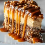 Delicious Caramel Toffee Crunch Cake topped with caramel and toffee bits