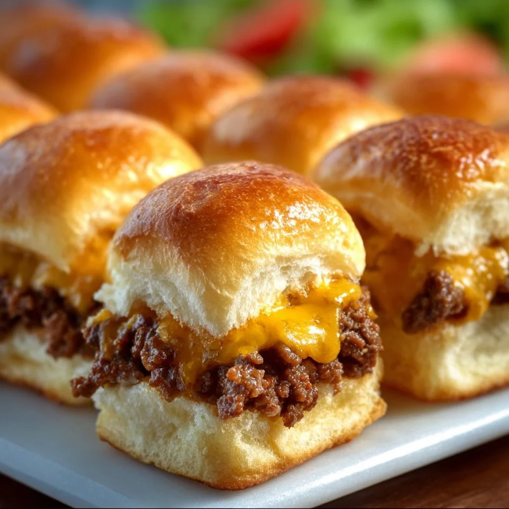 Delicious cheeseburger sliders served on soft Hawaiian rolls