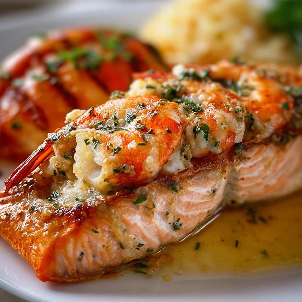 Crab and shrimp stuffed salmon recipe for a gourmet dinner