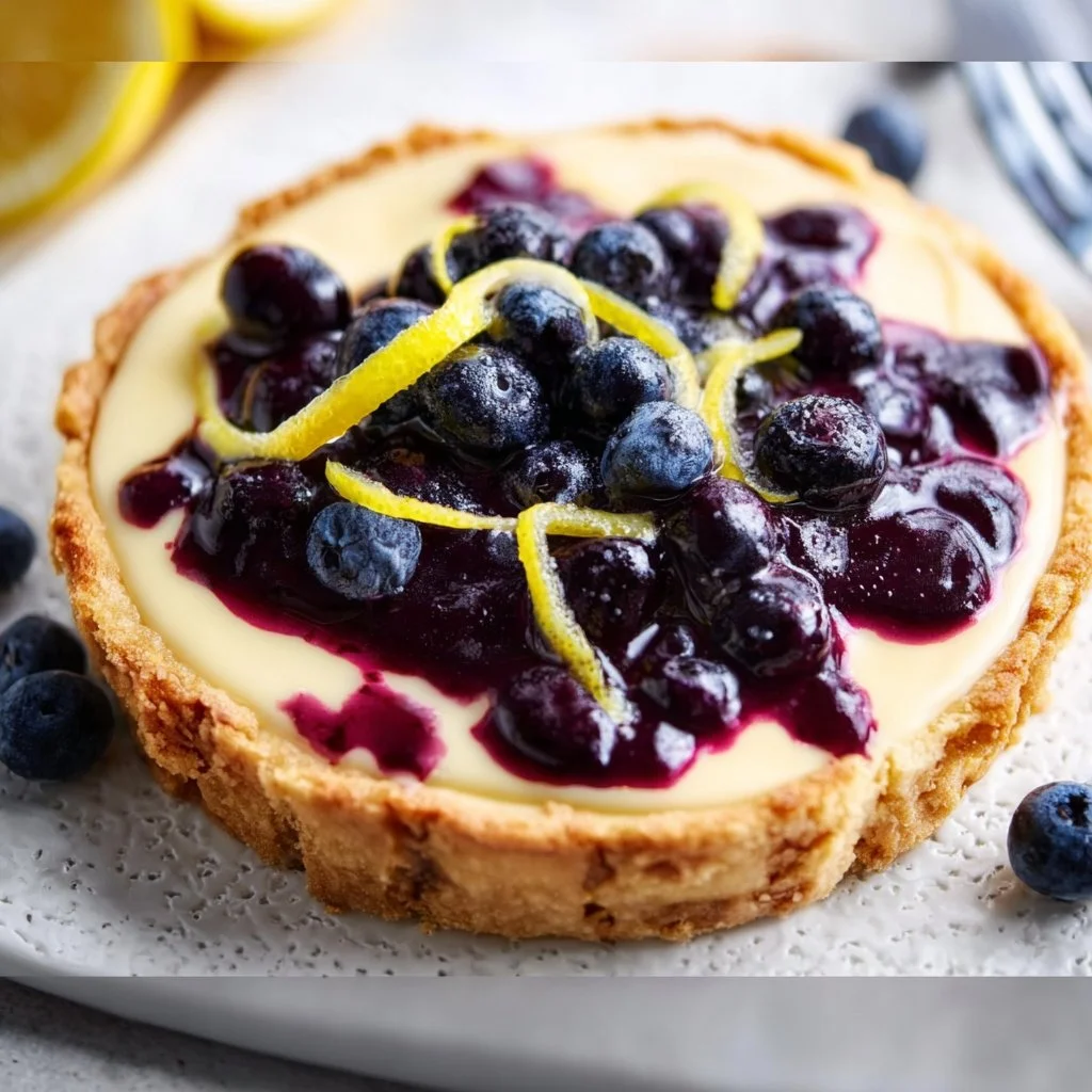 Creamy lemon tart dessert with a buttery crust and zesty lemon filling