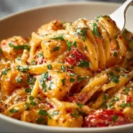 Delicious creamy tomato garlic pasta served in a bowl