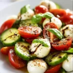 Cucumber Caprese Salad with fresh mozzarella and basil