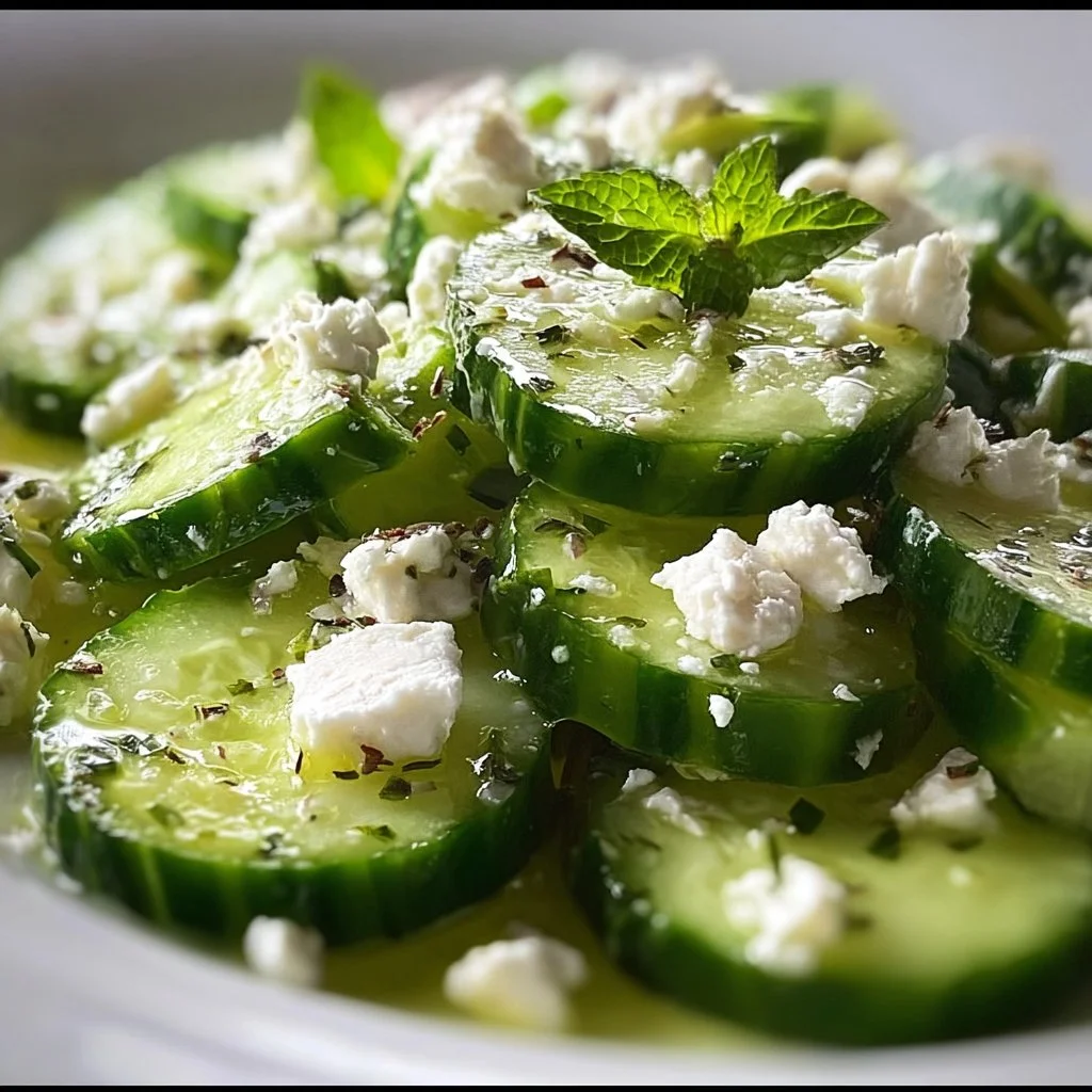 Cucumber feta salad with fresh ingredients served in a bowl