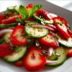 Fresh Cucumber Strawberry Salad with vibrant colors and healthy ingredients