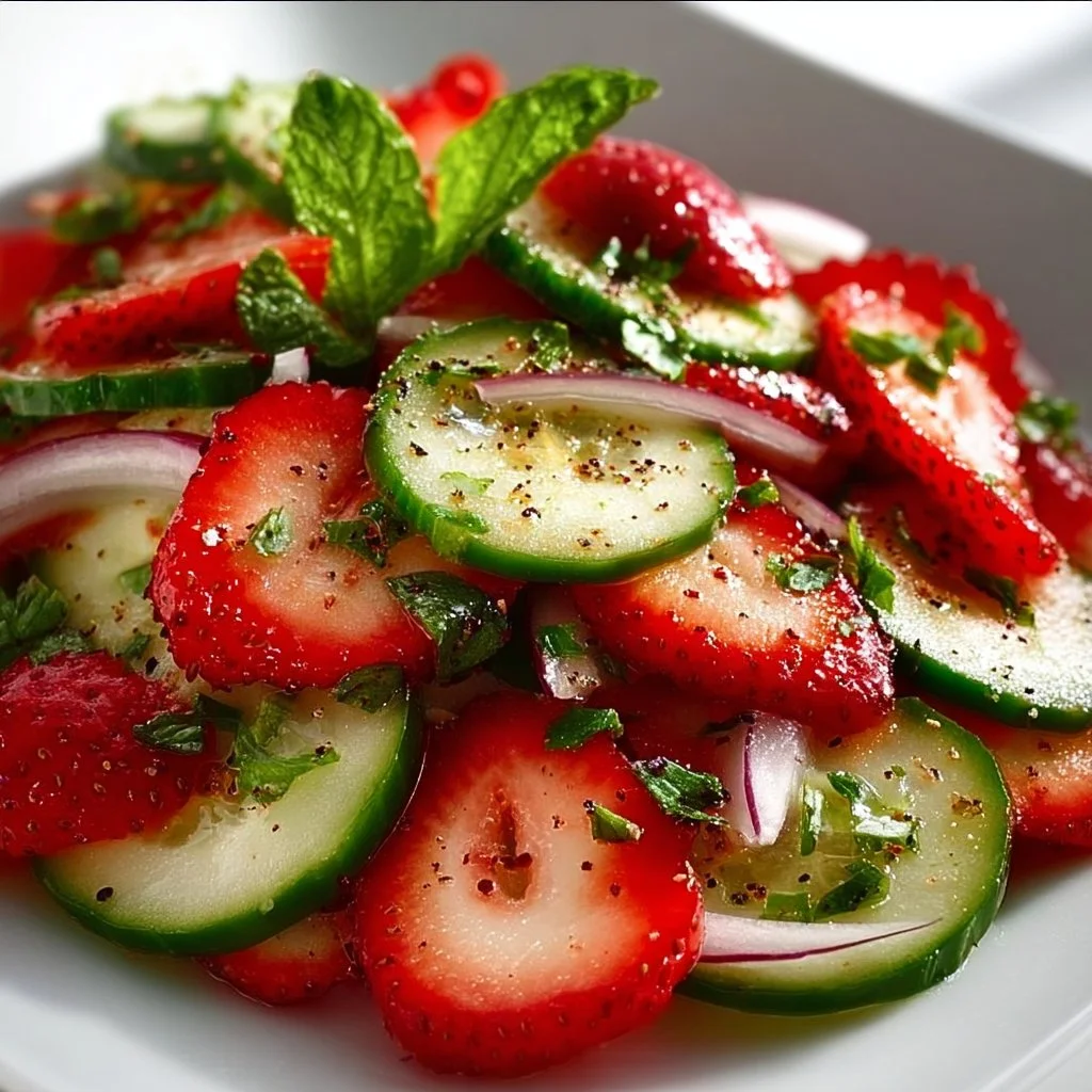 Fresh Cucumber Strawberry Salad with vibrant colors and healthy ingredients