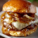 Delicious French Onion Burger with melted cheese and caramelized onions