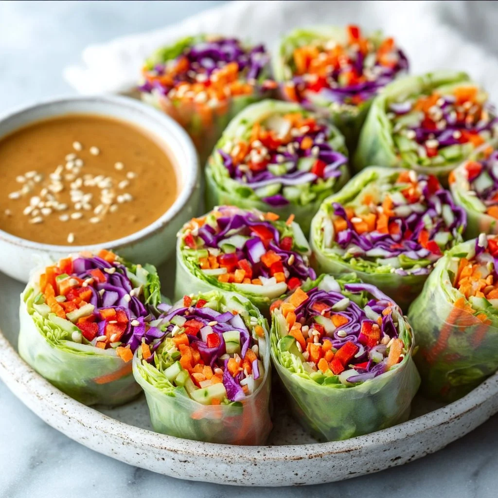 Fresh spring rolls served with creamy peanut sauce
