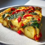 Frittata with Potatoes served on a plate, garnished with herbs