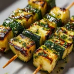 Delicious Garlic Butter Zucchini Skewers ready for grilling or serving.