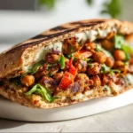 Grilled Chickpea Veggie Pita 3 Grilled chickpea stuffed in a pita with fresh vegetables