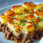 Delicious Hamburger Potato Casserole baked to perfection.