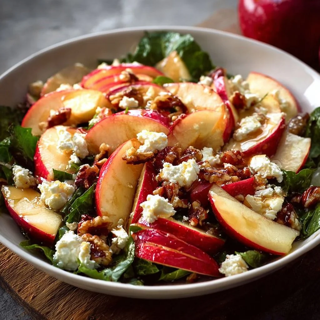 Harvest Honeycrisp apple and feta salad served in a bowl