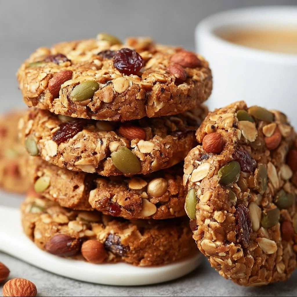 Healthy nut and seed energy cookies baked with nutritious ingredients