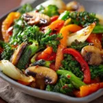 Colorful sautéed vegetables in a skillet showcasing healthy cooking.