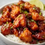 Delicious Honey Butter Chicken served on a plate with a golden crust and honey glaze