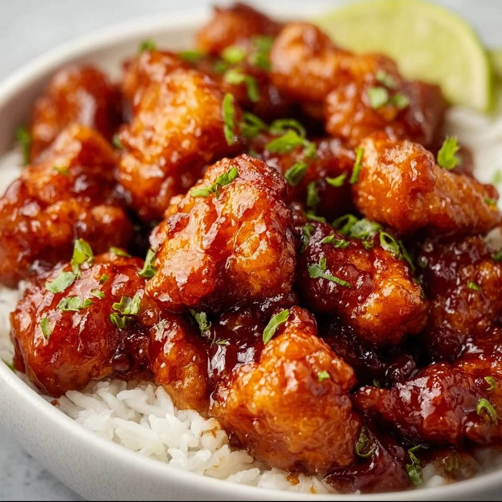 Delicious Honey Butter Chicken served on a plate with a golden crust and honey glaze