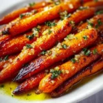 Honey garlic butter roasted carrots dish served in a bowl