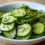 Honey-lime cucumber salad with fresh cucumbers and drizzled honey-lime dressing