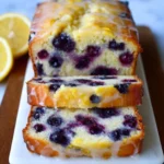 Homemade lemon blueberry bread with fresh blueberries and lemon zest