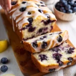 Lemon blueberry bread with a delicious lemon glaze drizzled on top