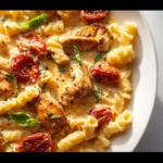 Marry Me Chicken Pasta served in a bowl, garnished with herbs and cheese.