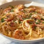 Delicious Marry Me Shrimp Pasta served in a bowl with garnish