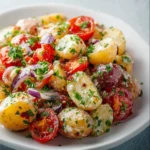 Mediterranean Potato Salad with fresh herbs and vegetables