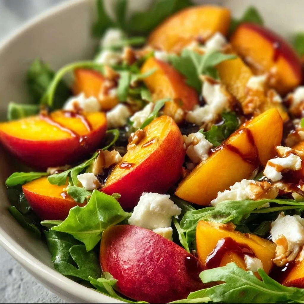 Delicious Millionaire Peach Salad with fresh peaches and colorful ingredients