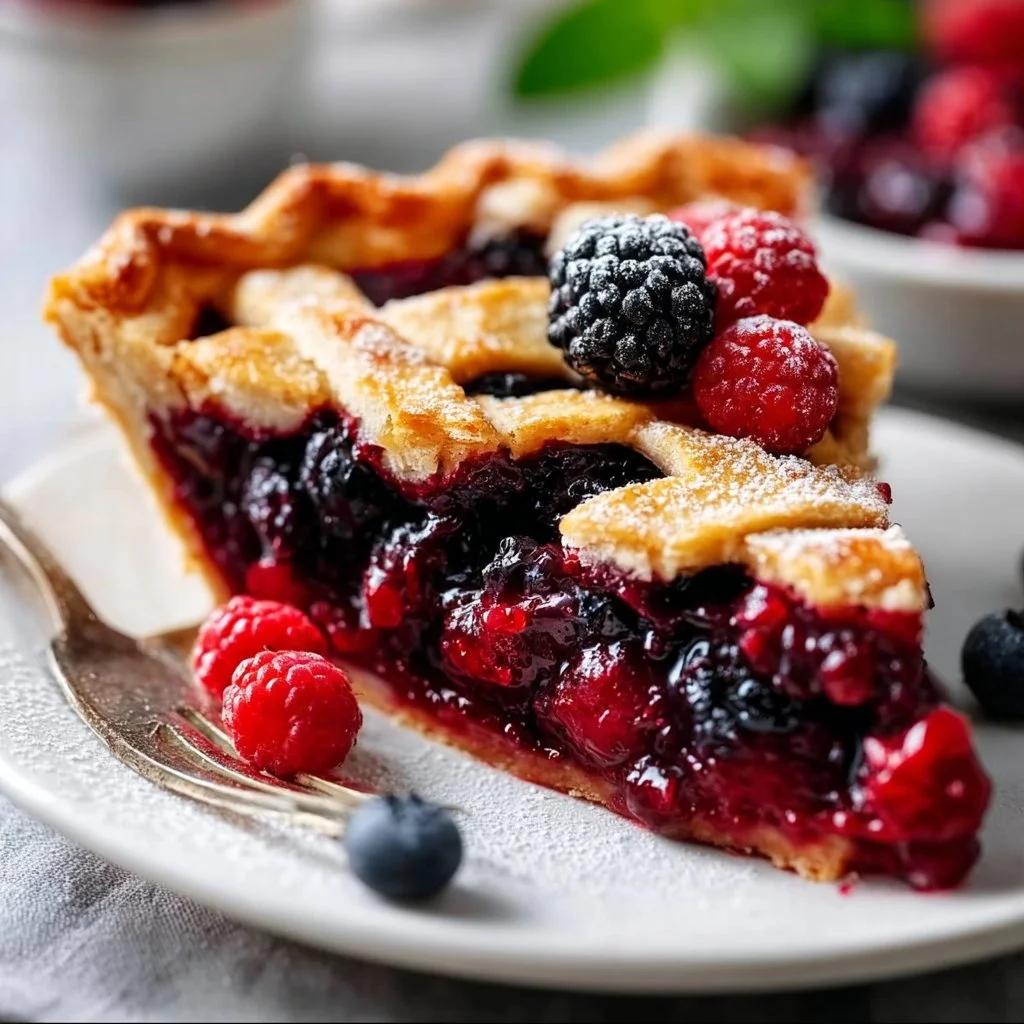 Delicious homemade Mixed Berry Pie with fresh berries and flaky crust