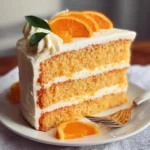 Delicious Orange Creamsicle Cake topped with orange zest and cream