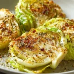 Parmesan Cabbage Steaks baked until golden and crispy