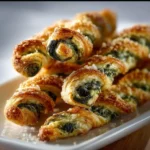 Baked Parmesan spinach cheese twists served on a plate.