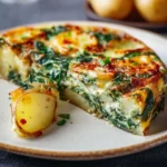 Potato and Spinach Frittata served on a plate