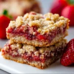 Delicious homemade Strawberry Oatmeal Crumble Bars with fresh strawberries and oats