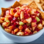 Colorful sweet fruit salsa with assorted fresh fruits in a bowl