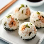 Delicious tuna rice balls served on a plate