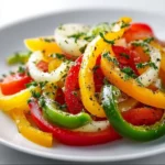 Tricolor Bell Pepper Salad 3 Delicious tricolor bell pepper salad with fresh vegetables