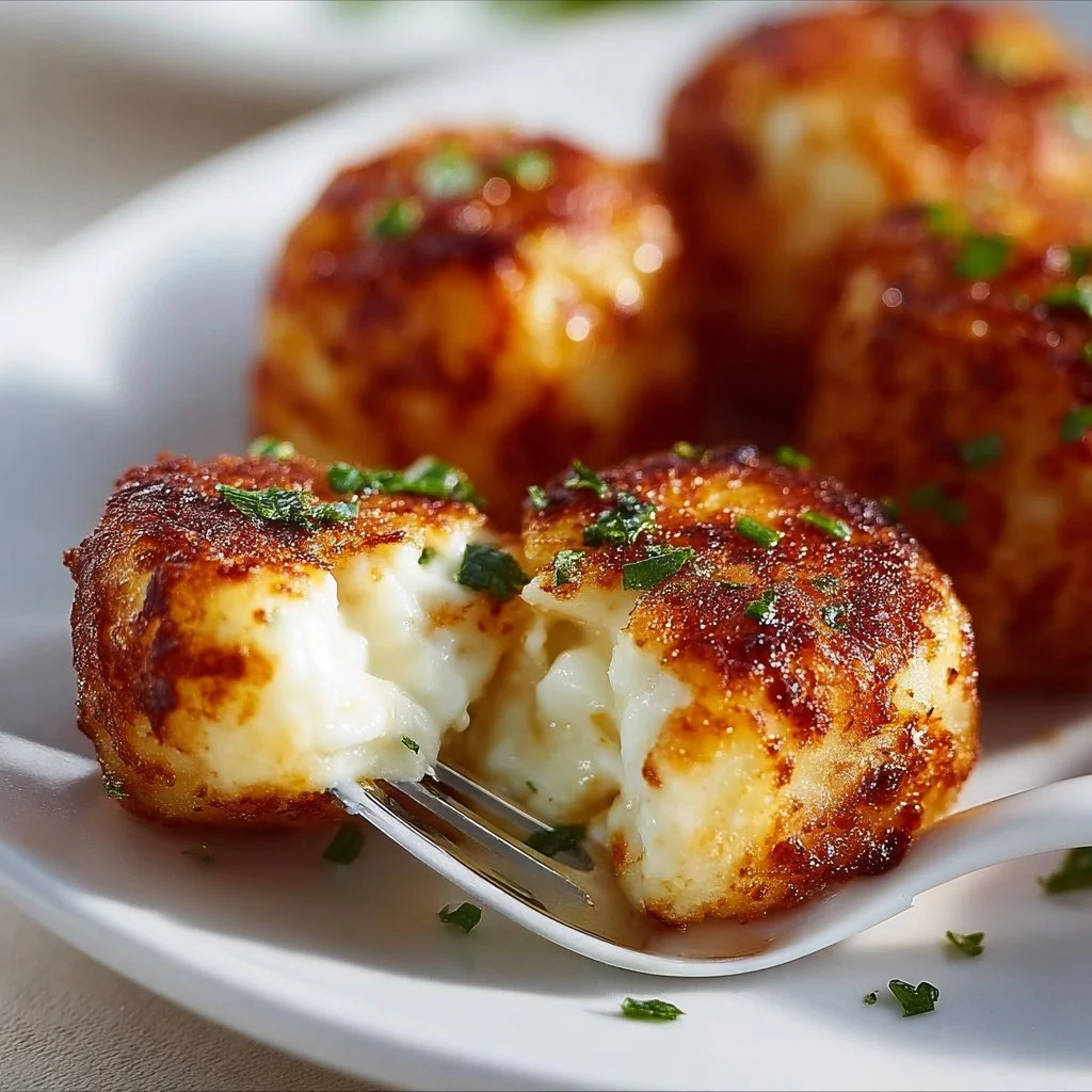 Plate of crispy two ingredient cottage cheese tots with dipping sauce