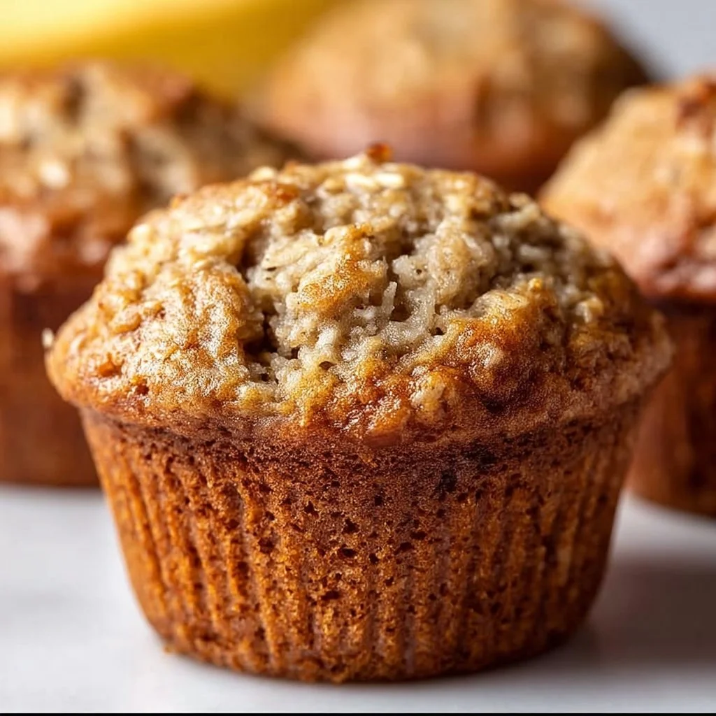 Delicious and healthy Banana Oatmeal Muffins on a plate