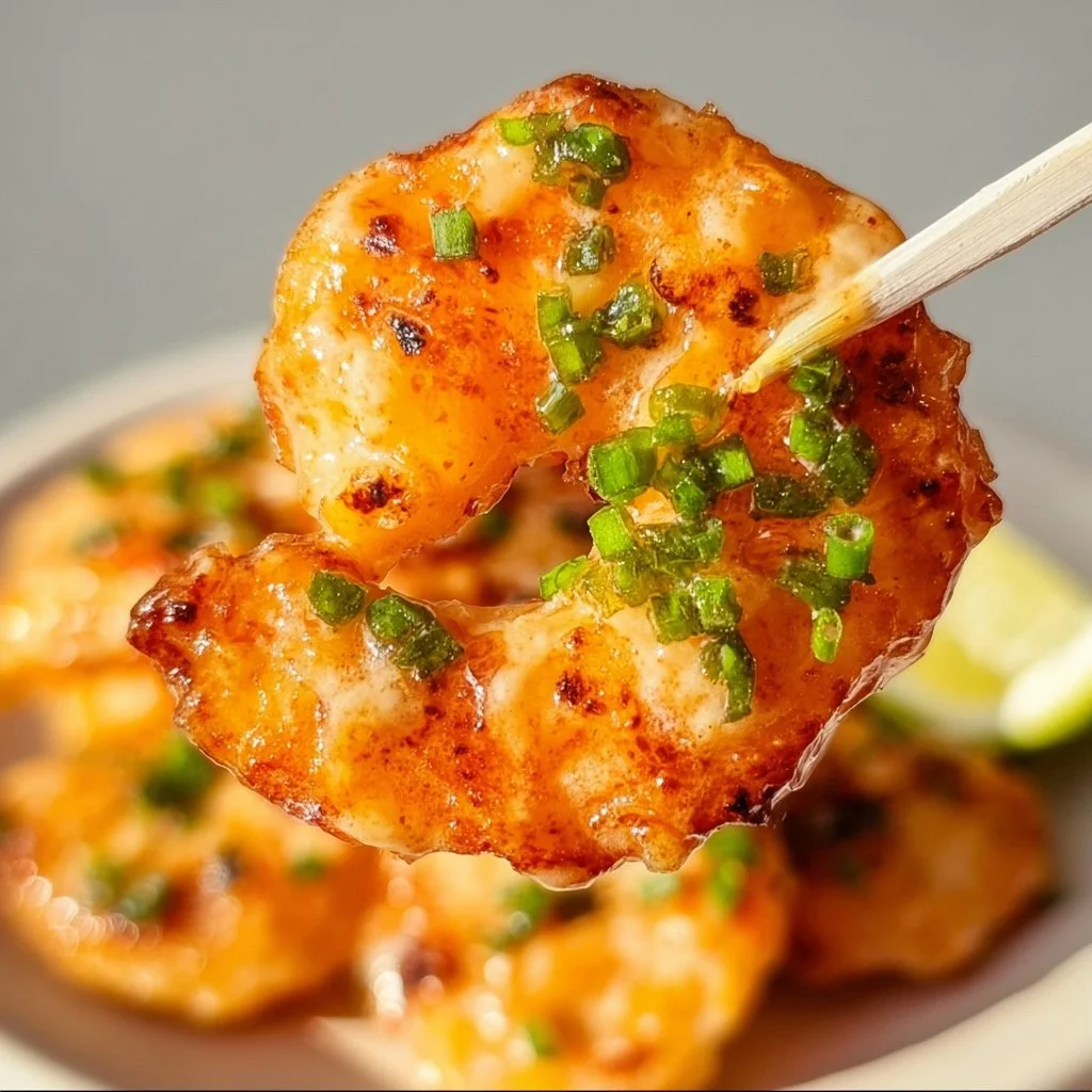 Plate of delicious Bang Bang Shrimp garnished and ready to serve