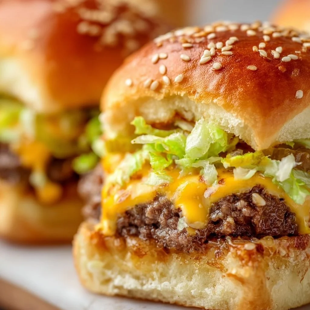 Scrumptious Big Mac Sliders served on a platter, ideal for parties and gatherings.