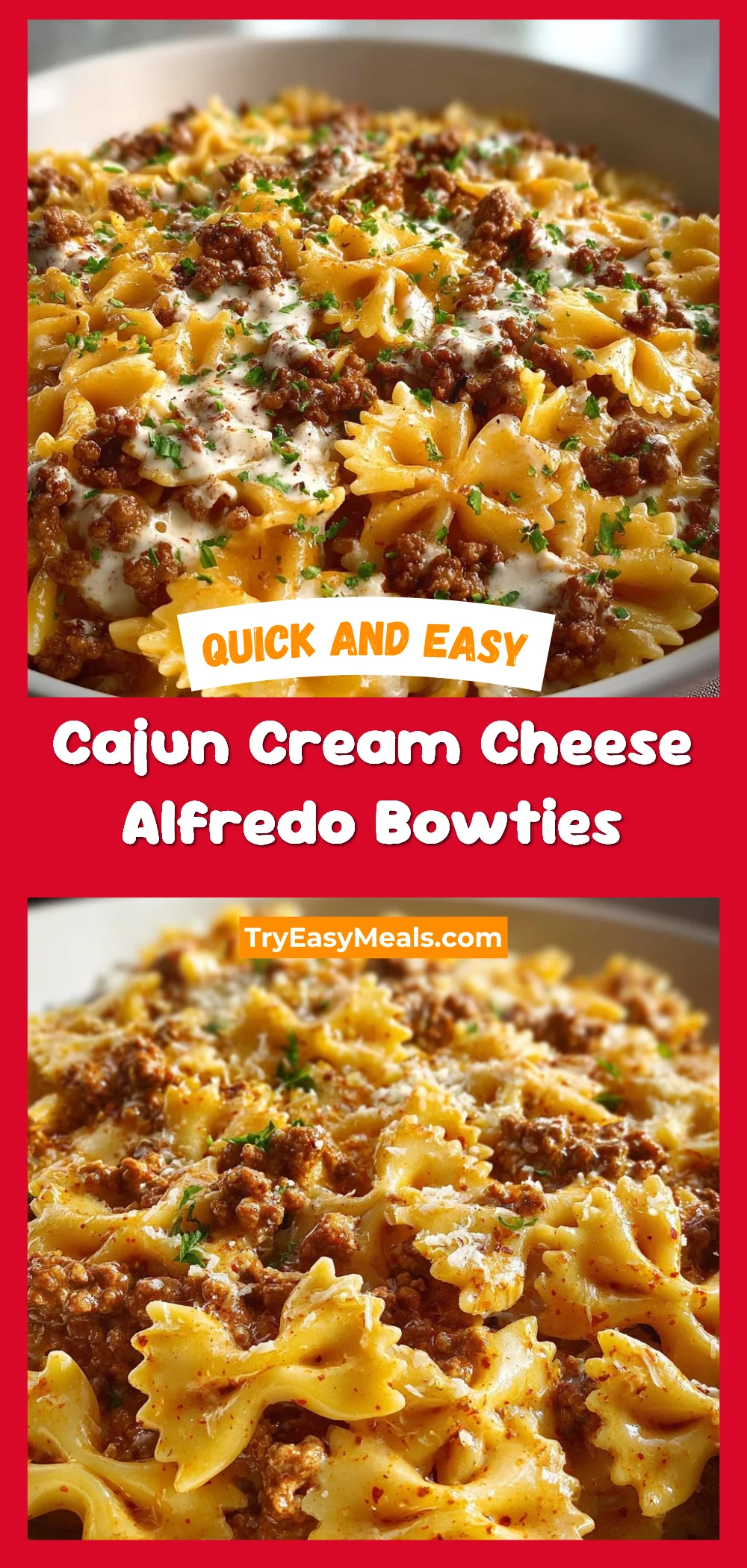 Cajun Cream Cheese Alfredo Bowties 1 Cajun Cream Cheese Alfredo Bowties