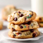 Delicious cake batter chocolate chip cookies fresh out of the oven