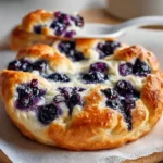 Fluffy Cottage Cheese Blueberry Cloud Bread on a plate