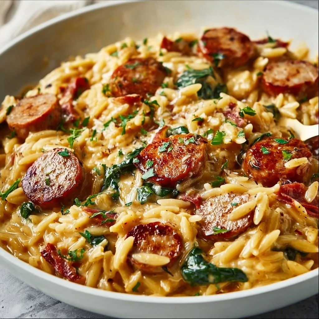 Creamy Chicken Sausage Orzo 2 Creamy Chicken Sausage Orzo: A One-Pan Meal