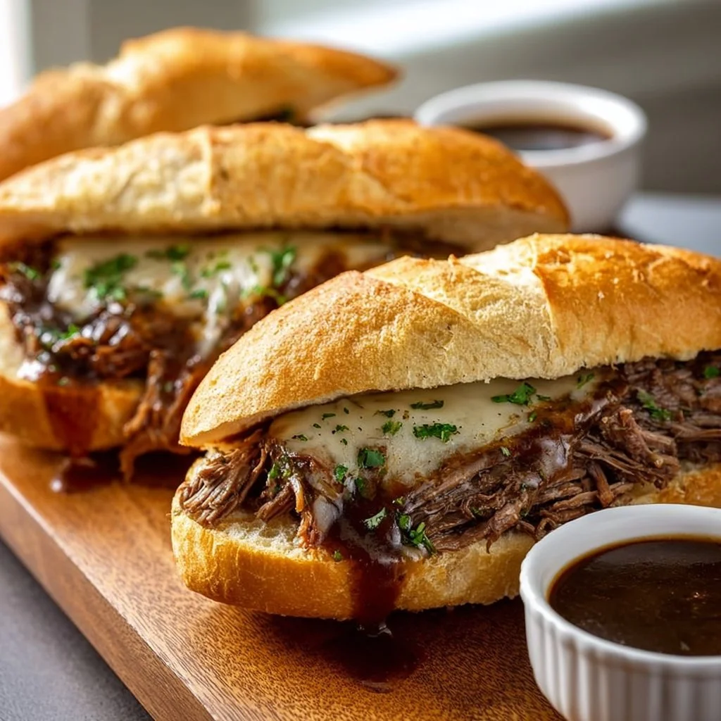 Crockpot French Dip Sandwiches 2 Crockpot French Dip Sandwiches